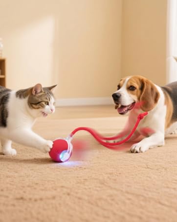 Smart cat toy vs others: automatic cat toy with 2 modes, LED light, and durable silicone shell.