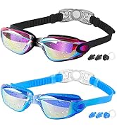 COOLOO Kids Swim Goggles, 2 Packs Swimming Goggles for Kids Girls Boys and Child Age 4-16
