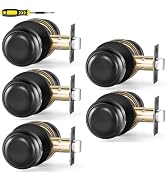 Lanwandeng (5 Pack) Passage Interior Door Knobs Hall and Closet Door Handle Keyless, Matte Black ...