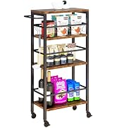 IBUYKE 7.8" Slim Rolling Cart,4-Tier Metal Kitchen Storage Cart,Trolley cart on Wheels for Narrow...