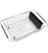 iPEGTOP Expandable Dish Drying Rack, Over The Sink Dish Rack, in Sink Or On Counter Dish Drainer ...