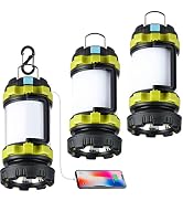 BOBKID 3 Pack Camping Lantern, Outdoor LED Camping Light, Rechargeable Flashlights with 1000LM, 6...