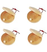 4Pcs Wooden Castanet, Percussion Instrument - 4Pcs Hand Finger Castanets, Wood Castanets Classroo...