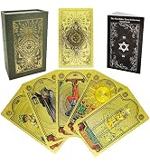 Smoostart 78 Tarot Cards with Guidebook, PVC Waterproof Anti-Wrinkle Luxury Gold Foil Classic Tar...