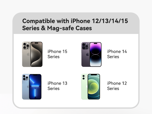 Compatible with iPhone 12/13/14/15 Series & Mag-safe Cases