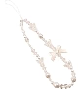 Jowxsx Mobile Phone Lanyard Universal Chain Bow Butterfly Pearl Beaded Lanyard Wrist Strap Anti L...