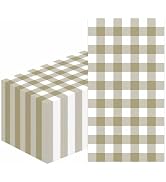 HEIPINIUYE 50 Pieces 3-ply Brown Gingham Napkins Disposable Guest Towels Disposable Hand Towels F...