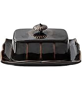 Porcelain Butter Dish with Lid for Countertop, Farmhouse Butter Holder Container with Luxurious H...
