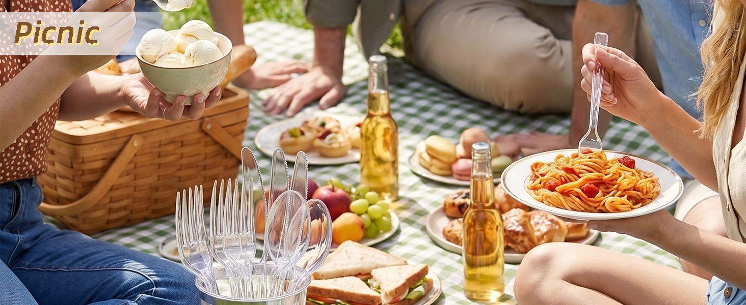 Clear utensil disposable for picnic