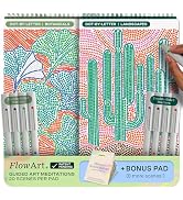 Lifelines FlowArt Activity Pads, 2-Pack & Bonus Pad - Guided Dot-by-Letter Art Meditations - 8 Do...