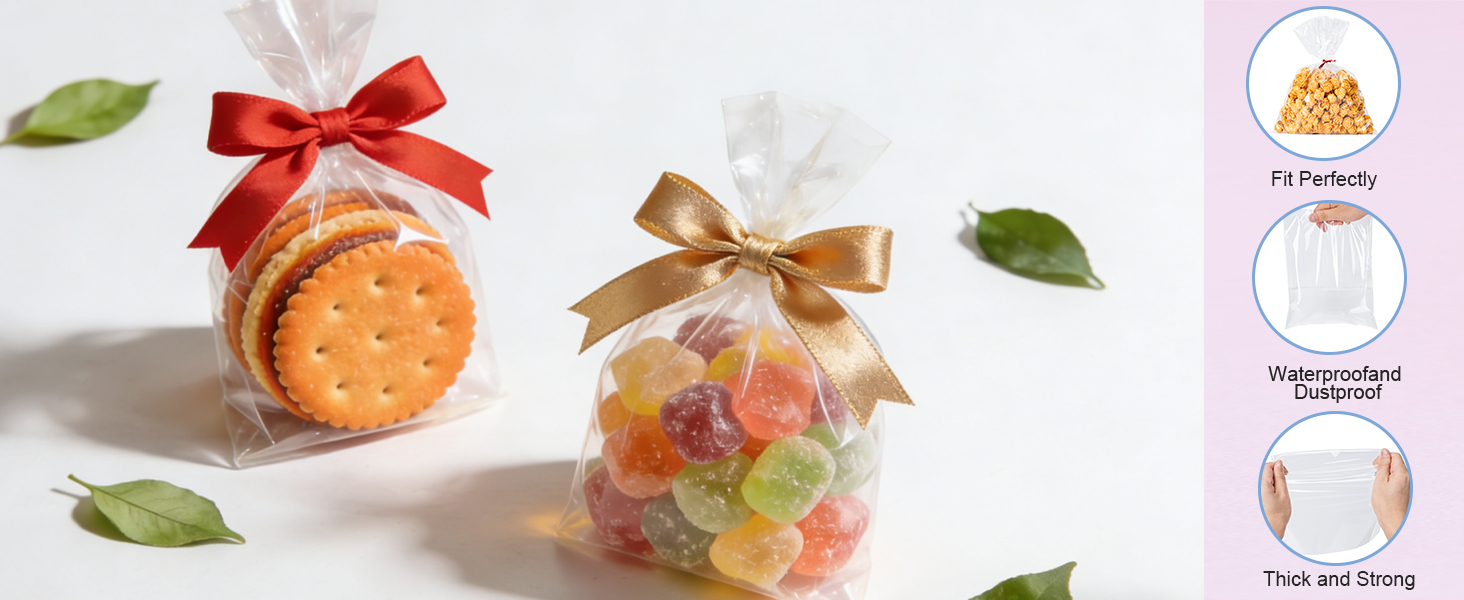 Cellophane Bags Plastic Gift Bag Clear Cookie Treat Bags with Twist Ties for Party Favor Bag