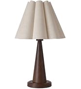 KUNJOULAM Boho Table Lamp, Modern Bedside Nightstand Lamp with Linen Lampshade, Wood Grain Metal ...
