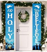 Christmas Decorations Holy Night We Believe Banner Jesus Religious Xmas Porch Door Sign Welcome B...