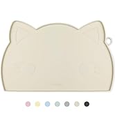 Coomazy Cat Food Mat, Thicker Dog Mat for Food and Water, Non-Slip Waterproof Silicone Mat for Fl...