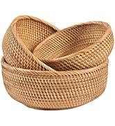 Rattan Bread Basket, Hand Woven Fruit Basket, Wicker Serving Basket Bowl, Decorative Baskets for ...
