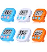 Mwellewm 6 Packs Digital Timers for Classroom Kitchen Timer Small Magnetic Countdown Stopwatch fo...
