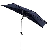 Helios&Hestia 9 ft Small Half Round Wall Outdoor Market Patio Umbrella with Tilt and Crank for Ga...