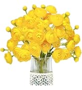 Letjolt Ranunculus Artificial Flower Yellow Silk Flowers Faux DIY Bouquet for Wedding Engagement ...