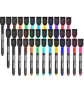 Magnetic Dry Erase Markers Fine Tip - 36 Pack 12 Colors Whiteboard Markers with Eraser Cap, Low O...