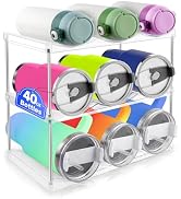40oz Water Bottle Organizer, Large Stackable Water Bottle Storage Rack, 3 Tier Water Bottle Holde...