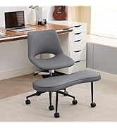 Ergonomic Cross Legged Office Chair with Wheels, 360° Swivel ADHD Chairs for Adults, Height Adjus...