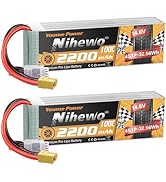 Nihewo 4S Lipo Battery 14.8V 2200mAh RC Battery Soft Case 100C with XT60 Plug for FPV Drone RC Qu...