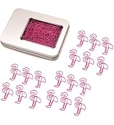 NELJIBEHU 60 Pcs Flamingo Paper Clips, Flamingo Office Supplies Desk Accessories, Cute Flamingo S...