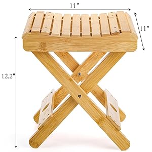 12 Inch Bamboo Shower Bench Stool