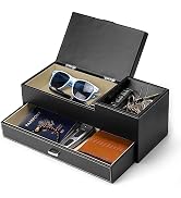 HOUNDSBAY Captain Dresser & Nightstand Valet Organizer Storage Box with Catchall and Smartphone C...