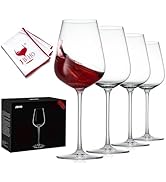 JBHO Hand Blown Italian Style Crystal Bordeaux Wine Glasses - Great Gift Packaging - Red Wine Gla...