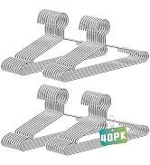 BGRQRIQ 40 Pack Clothes Hangers Heavy Duty Wire Hangers,Hangers Coat Hangers for Closet,Hangers N...