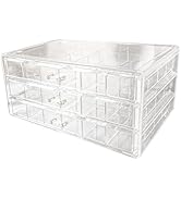Jemjosh Acrylic Transparent Earrings Jewelry Organizer with 3 Drawers 72 grids, Stackable Necklac...