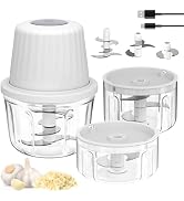 Mini Food Processor Cordless Set with Multiple 3*(400ml+250ml+100ml) Bowls& 6+3+2 Blades, Small G...
