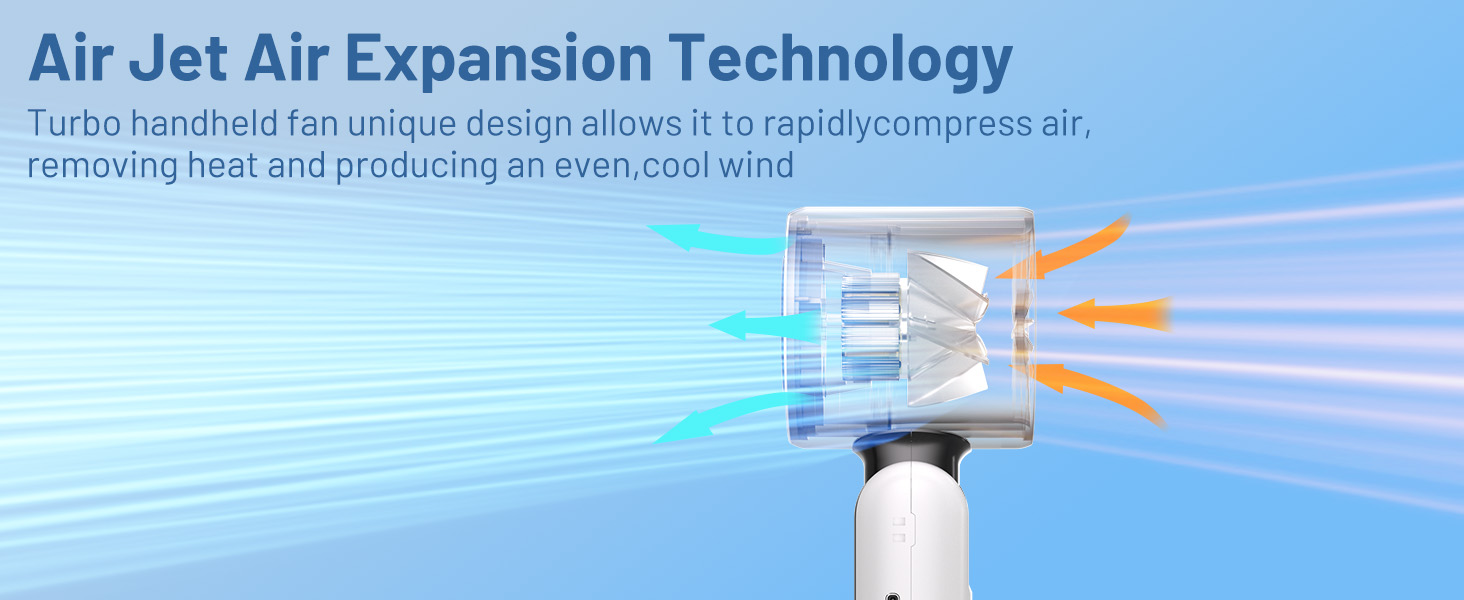 turbo jet air expansion technology personal fan for heatwaves and outdoor summer sports
