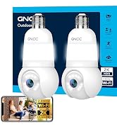 GNCC 2K Light Bulb Security Camera, 360° Outdoor Camera 2.4G WiFi (2-Pack) | Easy Screw-in Porch/...