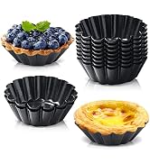 RICHSC-PAN Egg Tart Molds, 12 PCS Non-Stick Mini Tart Pans, Pudding Molds, Carbon Steel, Kitchen ...