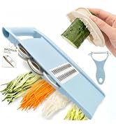 NACOLUS Safe Grate & Slice Bundle – Multi-Blade Mandoline Slicer + Ergonomic Finger Guard, BPA-Fr...