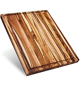 Sonder Los Angeles, Large Teak Wood Cutting Board for Kitchen with Juice Groove, Reversible Charc...