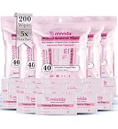 mivida 200 Count, 5 Value Packs Hypoallergenic Individually Wrapped Makeup Remover Wipes with Vit...