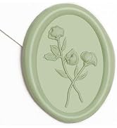 UNIQOOO 3D Floral Wax Seal Stickers - 50 Pcs Elegant Oval Sage Green Self-Adhesive Seals for Wedd...