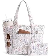 Bagstellar Quilted Tote Bag for Women, Puffer Cotton Work Laptop Tote Teacher Nurse Shoulder Purs...