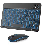 Wireless Keyboard And Mouse Combo, Rechargeable Bluetooth Keyboard & Mouse with 7 Color Backlit a...