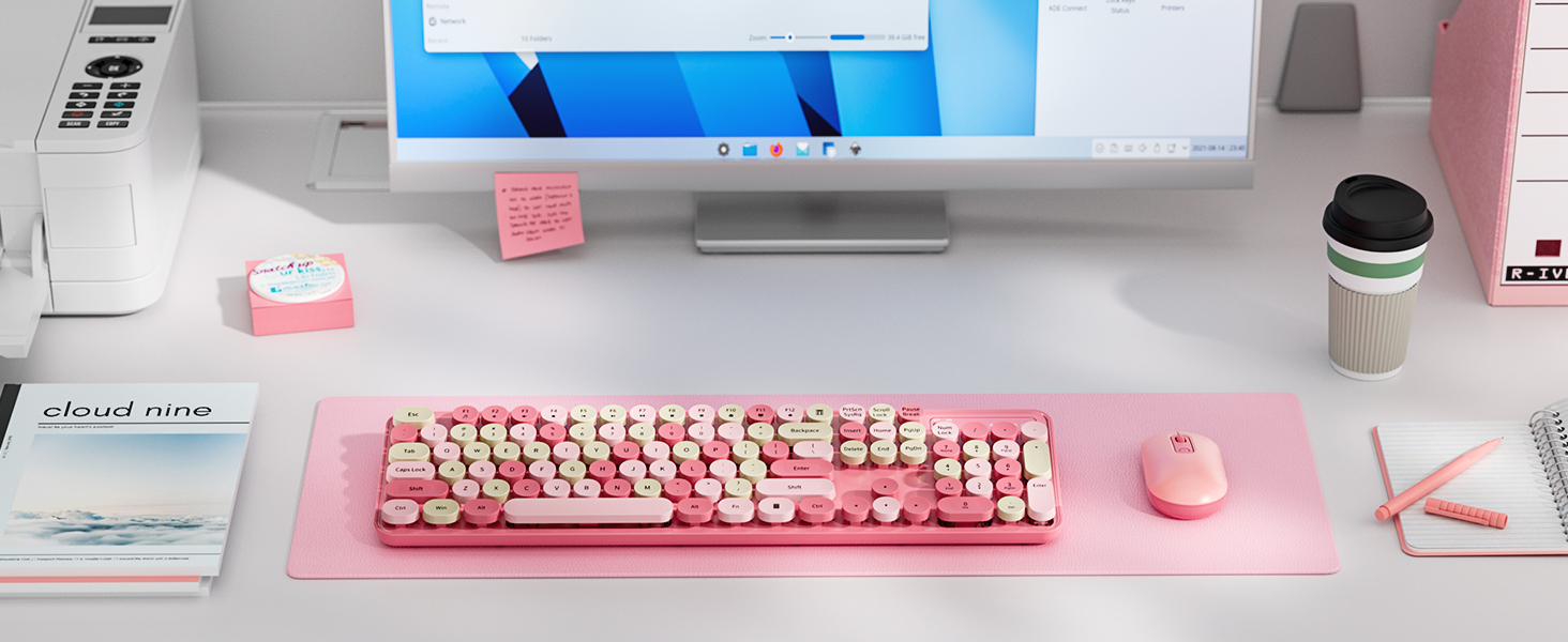 pink wireless keyboard and mouse