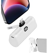 White Mini Portable Charger for iPhone Builtin Metal Stand Small Battery Pack 5000mah 15W PD Fast...