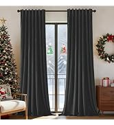 Joydeco Pinch Pleated Velvet Curtains 84 Inch Long 2 Panel Set for Living Room Bedroom, Back Tab ...