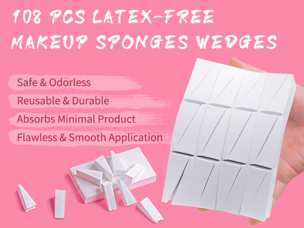 Fauxomor 108 PCS LATEX-FREE MAKEUP SPONGES WEDGES