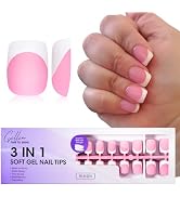 Gellen French Tip Press on Nails - 150 pcs Pink Square Short Press on Nails Soft Gel Nail Tips, 3...