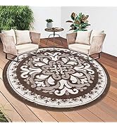 HiiARug 6Ft Round Outdoor Rugs for Patios Clearance,Large Waterproof Patio Mat Reversible Plastic...