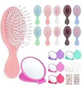 Hair Brush Bulk, 5-Color Mini Brush Bulk, And Compact Mirror With Diy Stickers. The Mini Wet Hair...