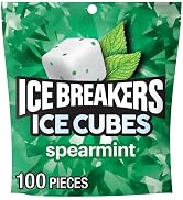 ICE BREAKERS Spearmint Sugar-Free Gum Pouch, 8.11 oz, 100 ct | Spearmint Sugar-Free Gum Cubes wit...